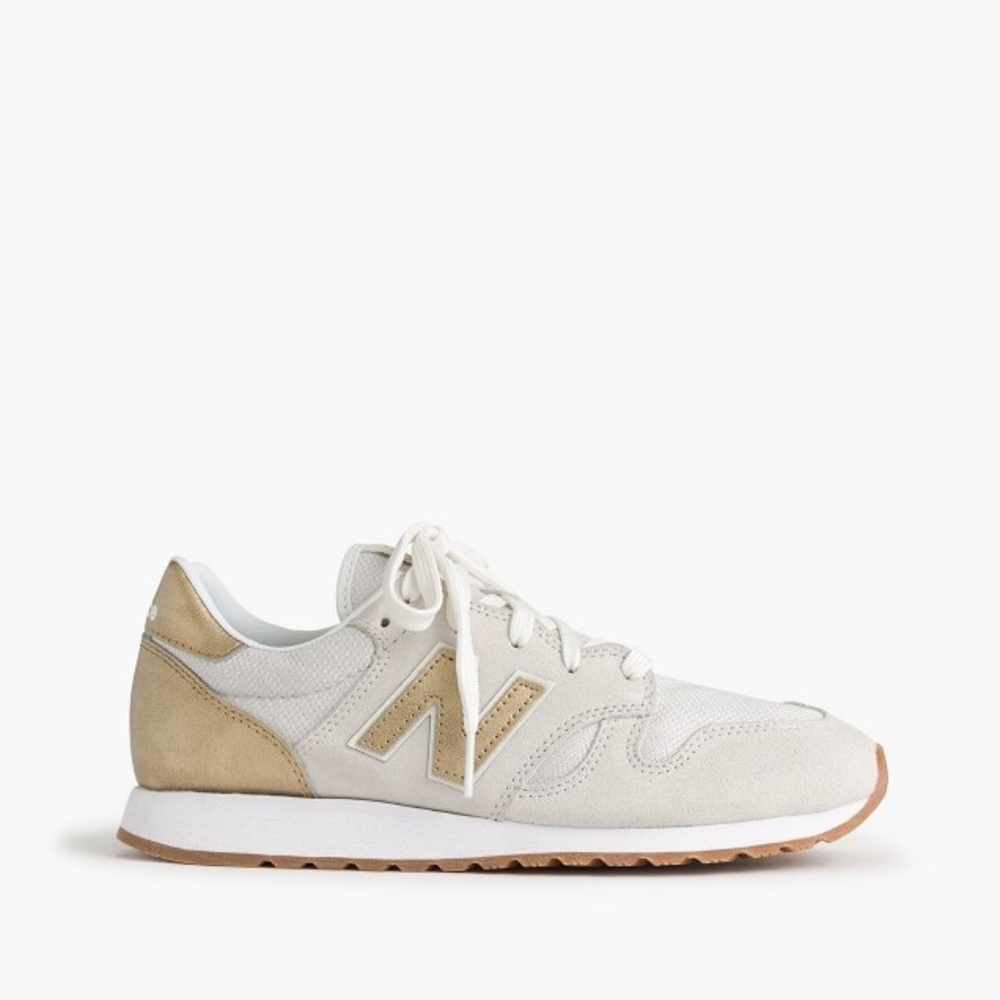 J Crew x New Balance Cream & Gold Sneakers
